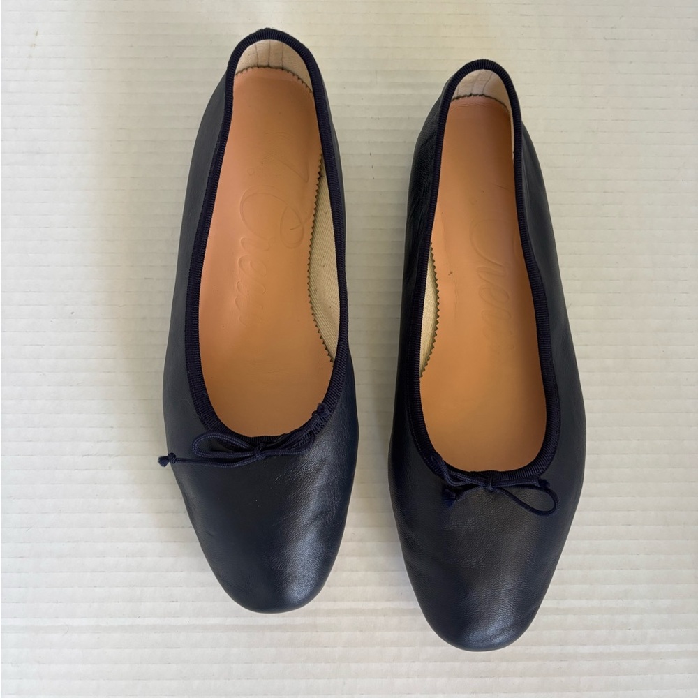 J Crew Zoe Navy Leather Ballet Flats Sz 7.5 - Picture 7 of 8